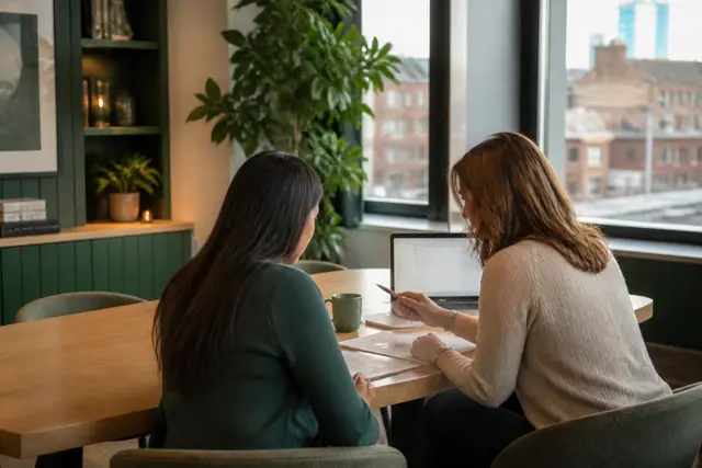 Advisor and student in a one-on-one advising session.